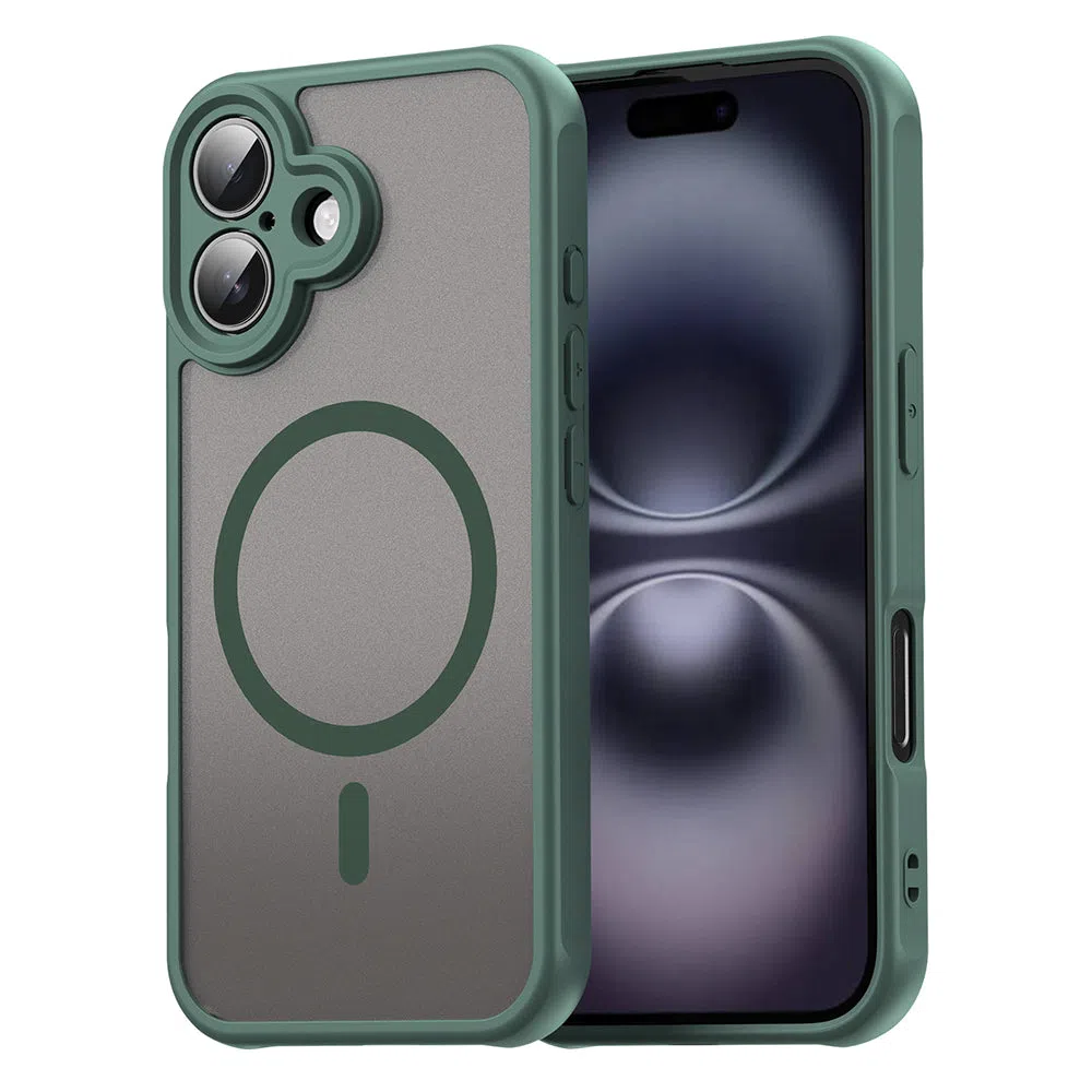 Custodia MagSafe per Apple iPhone 16, Techsuit, HaloFrost II, Verde — 2