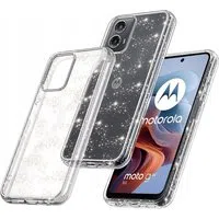Custodia per Motorola Moto G45 / G34, Techsuit, SparkleSkin, Trasparente — 3