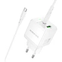 Caricabatterie Rete con Cavo USB-C Borofone BN19 Intenso, 20W, 3A, 1 x USB-A - 1 x USB-C, Bianco — 3
