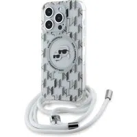 Custodia MagSafe per Apple iPhone 15 Pro Max, Karl Lagerfeld, IML Crossbody Monogram Karl & Choupette's Heads, Trasparente — 3