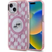 Custodia MagSafe per Apple iPhone 15 Plus, Karl Lagerfeld, IML Monogramma Karl & Choupette's Heads, Rosa — 3