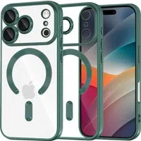 Custodia MagSafe per Apple iPhone 17 Pro Max, Techsuit, Luxury Crystal, Verde Scuro — 3