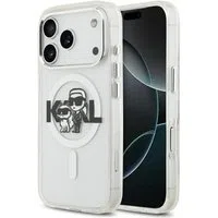 Custodia MagSafe per Apple iPhone 17 Pro, Karl Lagerfeld, IML Sketch Logo Glitter Karl & Choupette, Trasparente — 3