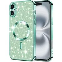 Custodia MagSafe per Apple iPhone 16 Plus, Techsuit, Luxury Glitter, Verde Chiaro — 3