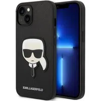 Custodia per Apple iPhone 14 Plus, Karl Lagerfeld, Saffiano Karl's Head, Nera — 3