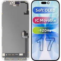 Display con Touchscreen MP compatibile con Apple iPhone 17, con Cornice, Versione Soft OLED FHD 120Hz IC Movable, Nero — 3
