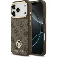 Custodia MagSafe per Apple iPhone 17 Pro, Guess, Logo Strass 4G, Marrone — 3