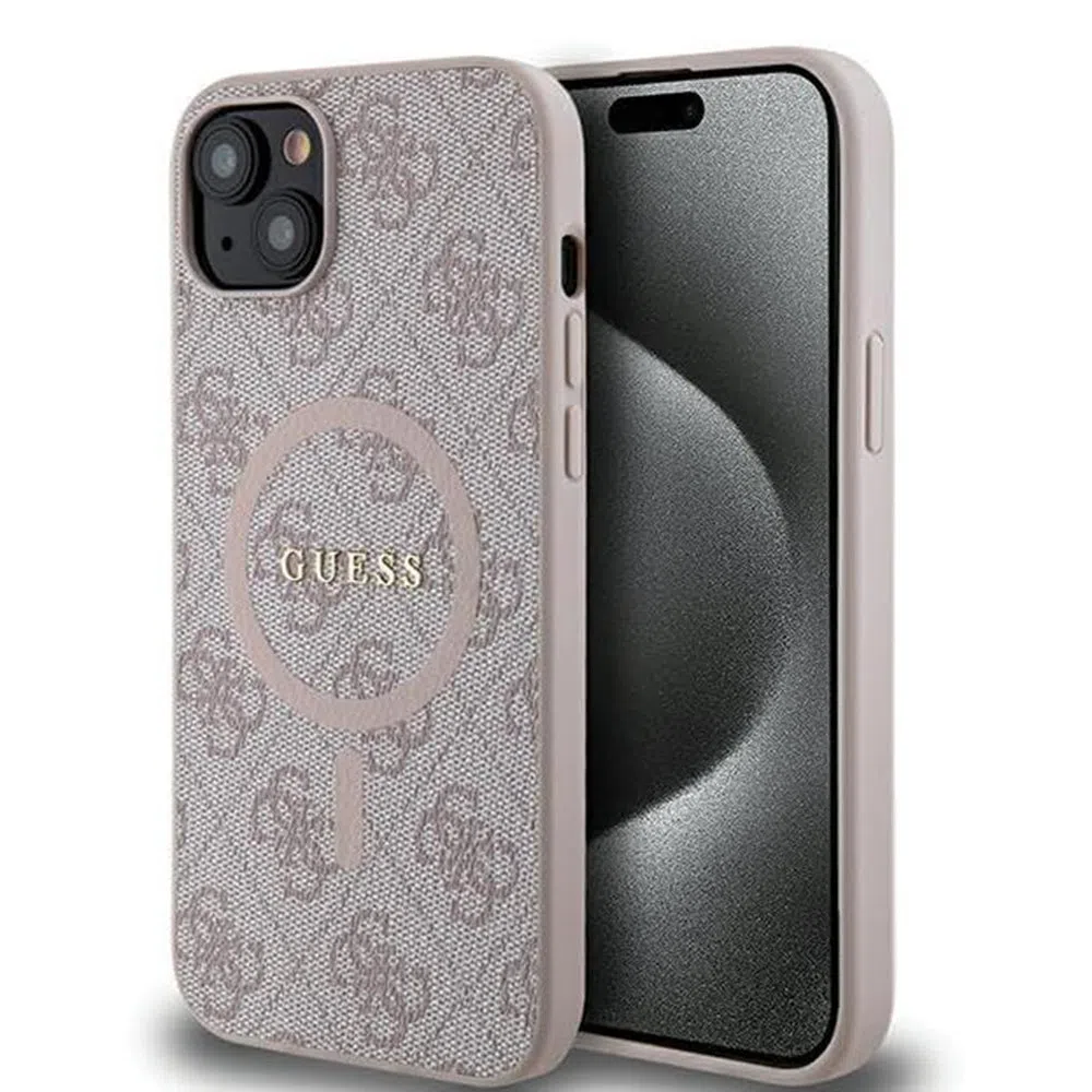 Custodia MagSafe per Apple iPhone 15 Plus, Guess, Collezione 4G, Rosa — 2