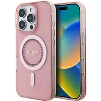 Custodia MagSafe per Apple iPhone 16 Pro Max, Guess, Anello IML con Strass, Rosa — 3