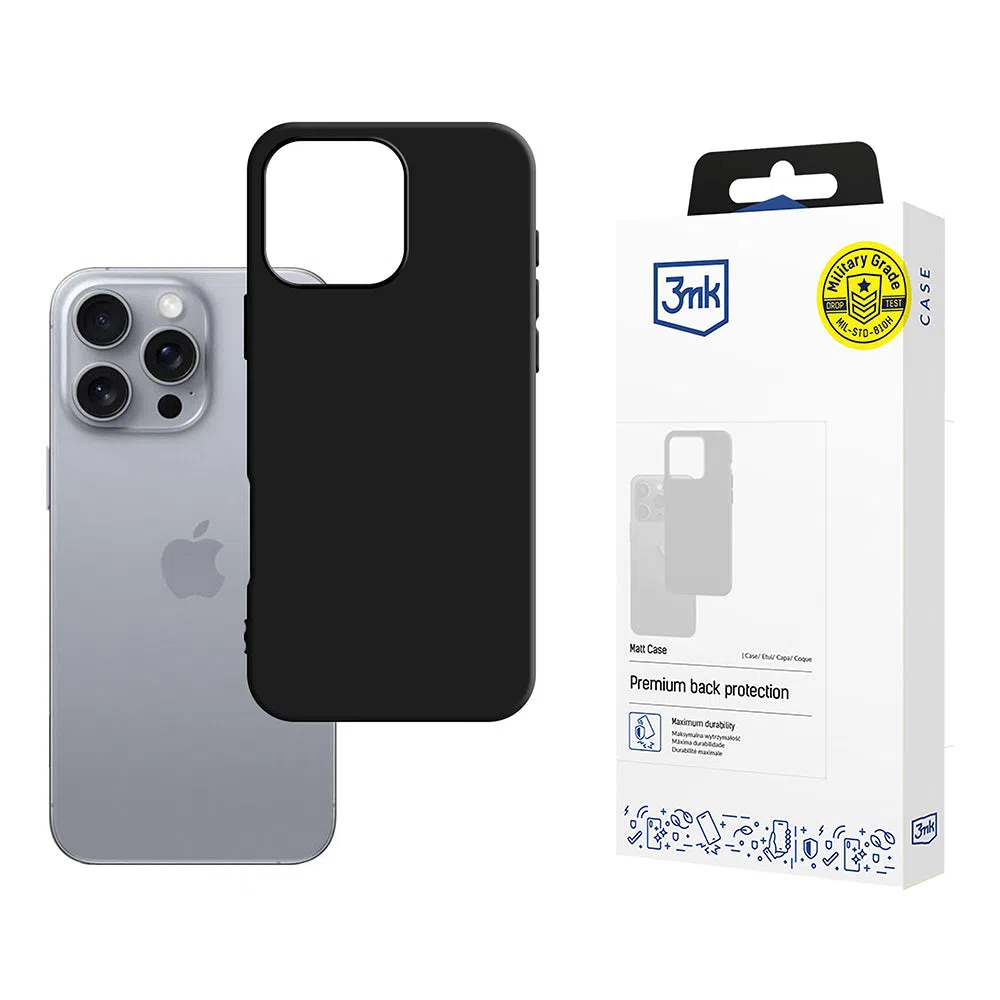 Custodia per Apple iPhone 16 Pro, 3MK, Nera Opaca — 2