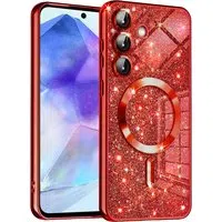 Custodia MagSafe per Samsung Galaxy A55 5G A556, Techsuit, Luxury Glitter, Rosa — 3