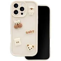 Custodia per Apple iPhone 12, OEM, Ultra Trendy 3D Bear, Beige — 3
