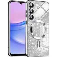 Custodia MagSafe per Samsung Galaxy A15 5G A156 / A15 A155, Techsuit, Luxury Glitter, Argento — 3
