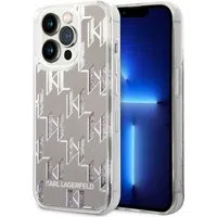 Custodia per Apple iPhone 14 Pro, Karl Lagerfeld, Liquid Glitter Monogram, Argento — 3