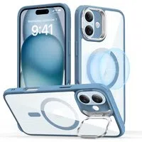 Custodia MagSafe per Apple iPhone 16, ESR, Classic Hybrid Kickstand, Blu Trasparente — 3