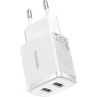 Caricabatterie Rete Baseus Compact, 10.5W, 2.1A, 2 x USB-A, Bianco CCXJ010202 — 3