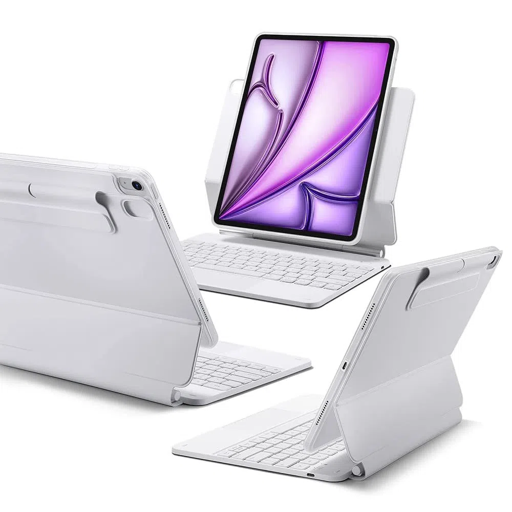 Custodia con Tastiera per Apple iPad (2025) / (2022), ESR, Rebound, Bianca — 2
