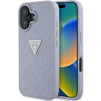 Custodia per Apple iPhone 16, Guess, Hot Stamp 4G Pattern Triangle Logo, Viola Chiaro. — 3