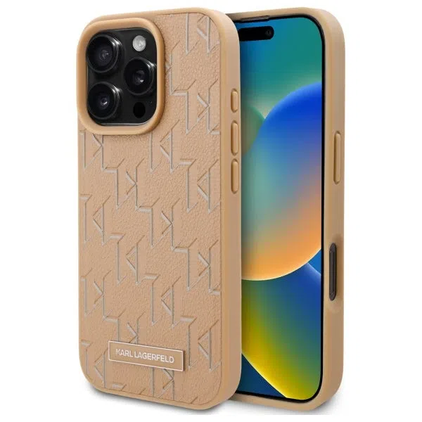 Custodia MagSafe per Apple iPhone 16 Pro Max, Karl Lagerfeld, Hot Stamp, Beige — 2