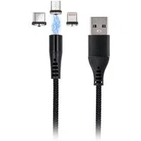 Cavo Dati e Ricarica USB-A - Lightning / microUSB / USB-C MaXlife MXUC-02-2 3in1, 18W, 1m, Nero — 3