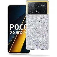 Custodia per Xiaomi Poco X6 Pro, Techsuit, Sparkly Glitter, Bianca — 3