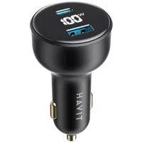 Caricabatterie Auto HAVIT CC100W Display, 100W, 5A, 1 x USB-A - 1 x USB-C, Nero — 3