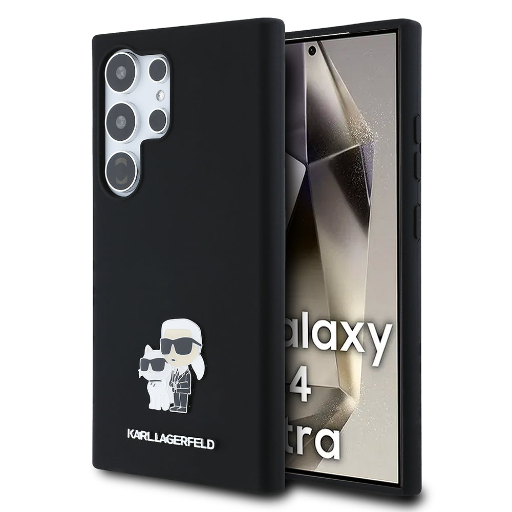 Karl Lagerfeld Custodia per Samsung Galaxy S24 Ultra S928, Karl Lagerfeld, Silicone Karl & Choupette, Nera