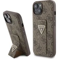 Custodia per Apple iPhone 15, Guess, Grip Stand 4G Triangle Strass, Marrone — 3