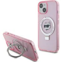 Custodia MagSafe per Apple iPhone 15, Karl Lagerfeld, Ring Stand Choupette's Head, Rosa — 3