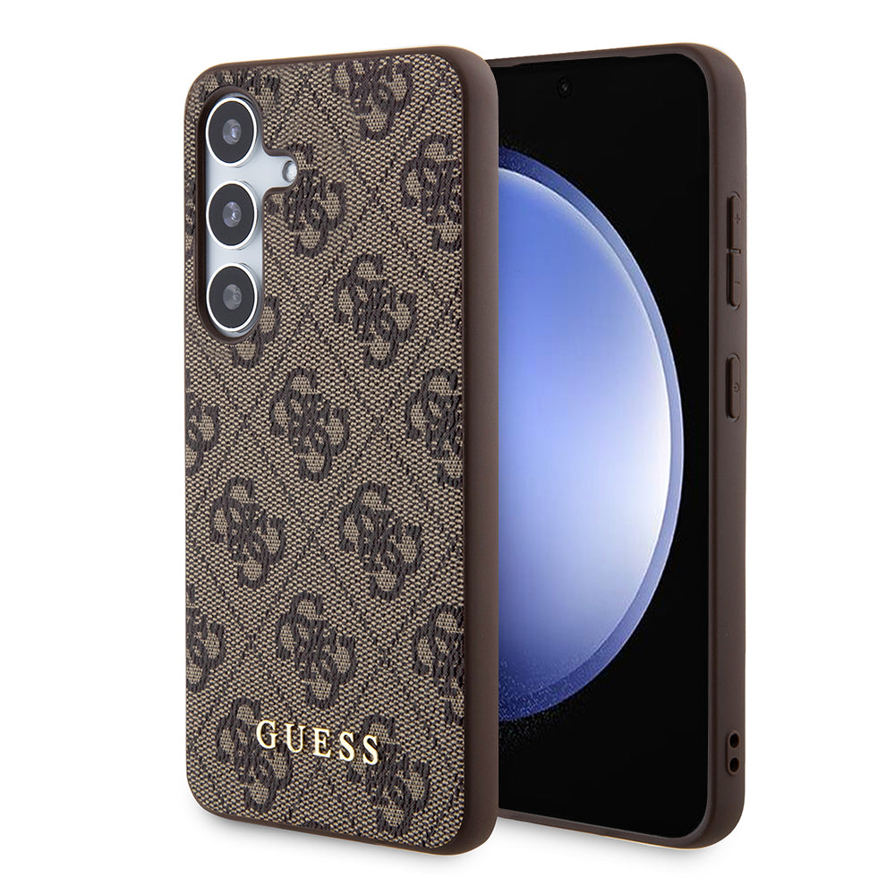 Guess Custodia per Samsung Galaxy S24 S921, Guess, 4G Metal Gold Logo, Marrone