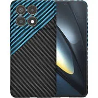 Custodia per Xiaomi Poco F6 Pro, Techsuit, Carbonite FiberShell, Nero Bleu — 3