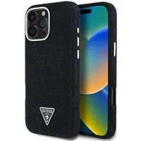 Custodia MagSafe per Apple iPhone 16 Pro, Guess, Denim Triangle Logo, Nera — 3