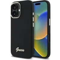 Custodia per Apple iPhone 16 Plus, Guess, Script Metal Logo & Frame, Nera — 3