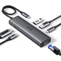 Hub USB-C UGREEN CM512 (45000), 2 x USB-A 3.2 - 2 x USB-C - 1 X HDMI - 1 x RJ45, Grigio — 3