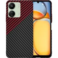Custodia per Xiaomi Redmi 13C 5G / 13C / Poco C65, Techsuit, Carbonite FiberShell, Nero Rosso — 3