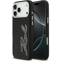 Custodia per Apple iPhone 17 Pro Max, Karl Lagerfeld, FW Grained Signature Logo, Nera — 3