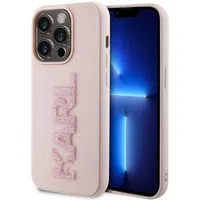 Custodia per Apple iPhone 15 Pro, Karl Lagerfeld, 3D Rubber Glitter Logo Karl, Rosa — 3