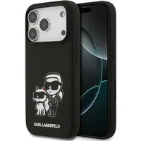 Custodia per Apple iPhone 17 Pro, Karl Lagerfeld, Sketch and Logo Karl & Choupette, Nera — 3