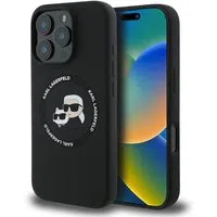 Custodia MagSafe per Apple iPhone 16 Pro, Karl Lagerfeld, Silicone Karl & Choupette's Heads, Nera — 3
