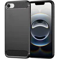 Custodia per Apple iPhone 17e / 16e, Techsuit, Carbonio, Nera — 3