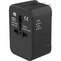 Caricabatterie da Rete Techsuit HHT202-2C Travel, 15W, 3A, 2 x USB-C, Nero — 3
