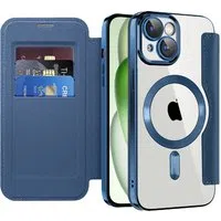 Custodia MagSafe per Apple iPhone 15 Plus, Techsuit, SmartMag Book, Blu — 3