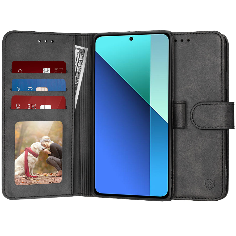 Custodia per Xiaomi Redmi Note 13 4G, Techsuit, Diary Book, Nera