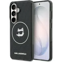 Custodia MagSafe per Samsung Galaxy S26 S942, Karl Lagerfeld, IML Choupette Head on KL Repeated Logo, Nera — 3