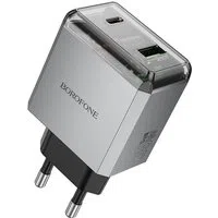 Caricabatterie Retea Borofone BN20 Lena, 35W, 3A, 1 x USB-A - 1 x USB-C, Grigio — 3