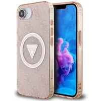 Custodia MagSafe per Apple iPhone 17e / 16e, Guess, IML Glitter 4G Circle Triangle, Rosa — 3