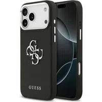 Custodia per Apple iPhone 17 Pro, Guess, 4G Grained Big and Classic Logo, Nera Argentata — 3