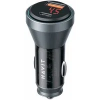 Caricabatterie Auto HAVIT CC2017, 45W, 3A, 1 x USB-A - 1 x USB-C, Nero Blu — 3