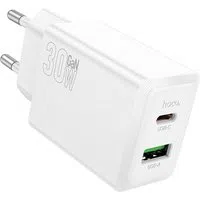 Caricabatterie da Rete HOCO N71, 30W, 3A, 1 x USB-A - 1 x USB-C, Bianco — 3