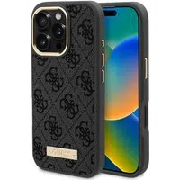 Custodia MagSafe per Apple iPhone 16 Pro Max, Guess, 4G Logo Plate, Nera — 3